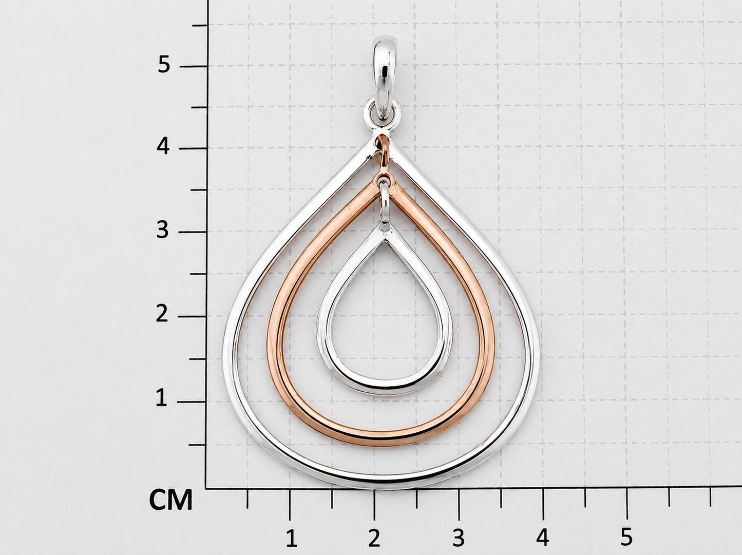Sterling Silver Triple Opening Smooth Movable Drop Pendant with Copper