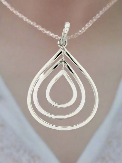 Sterling Silver Movable Triple Drop Pendant