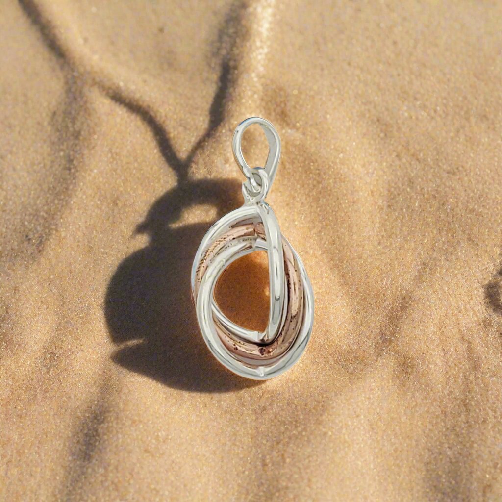 Sterling Silver Smooth Oval Interlaced Triple Wire Pendant