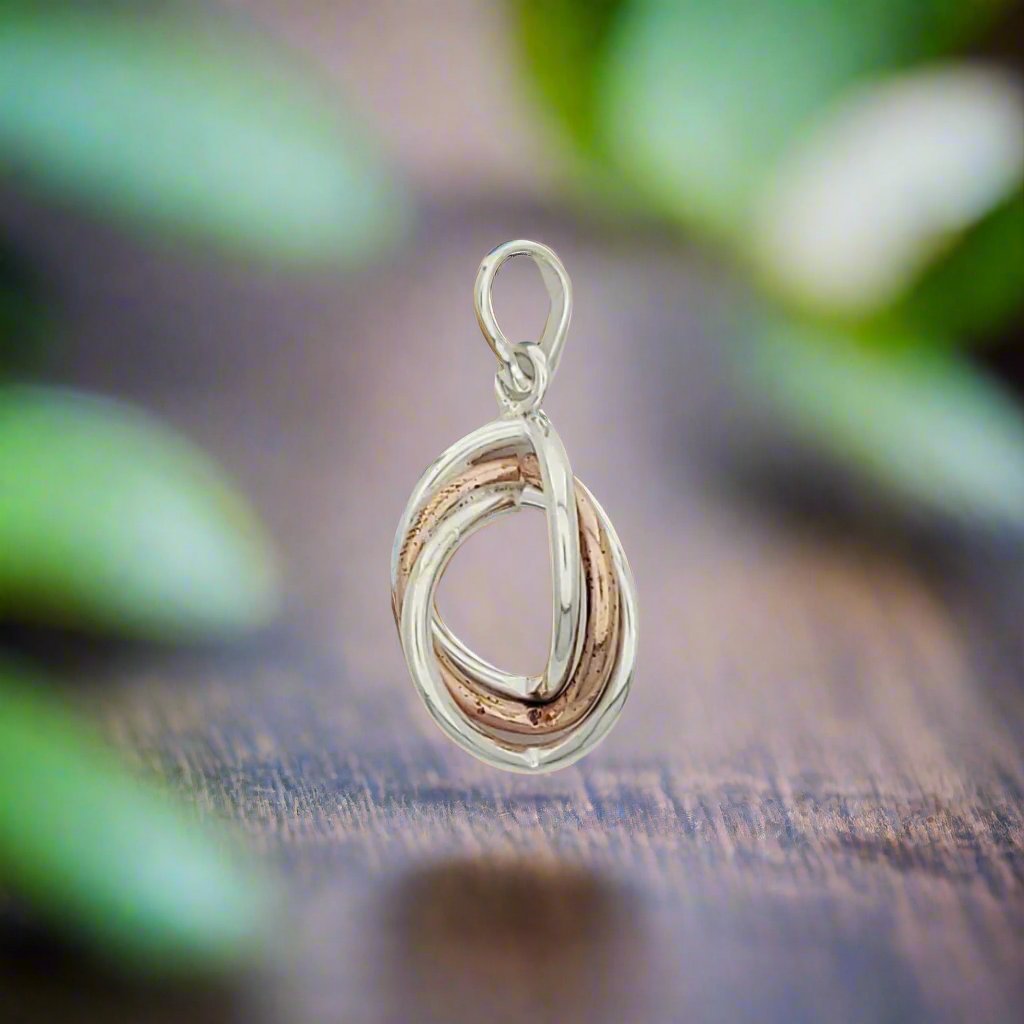 Sterling Silver Smooth Oval Interlaced Triple Wire Pendant