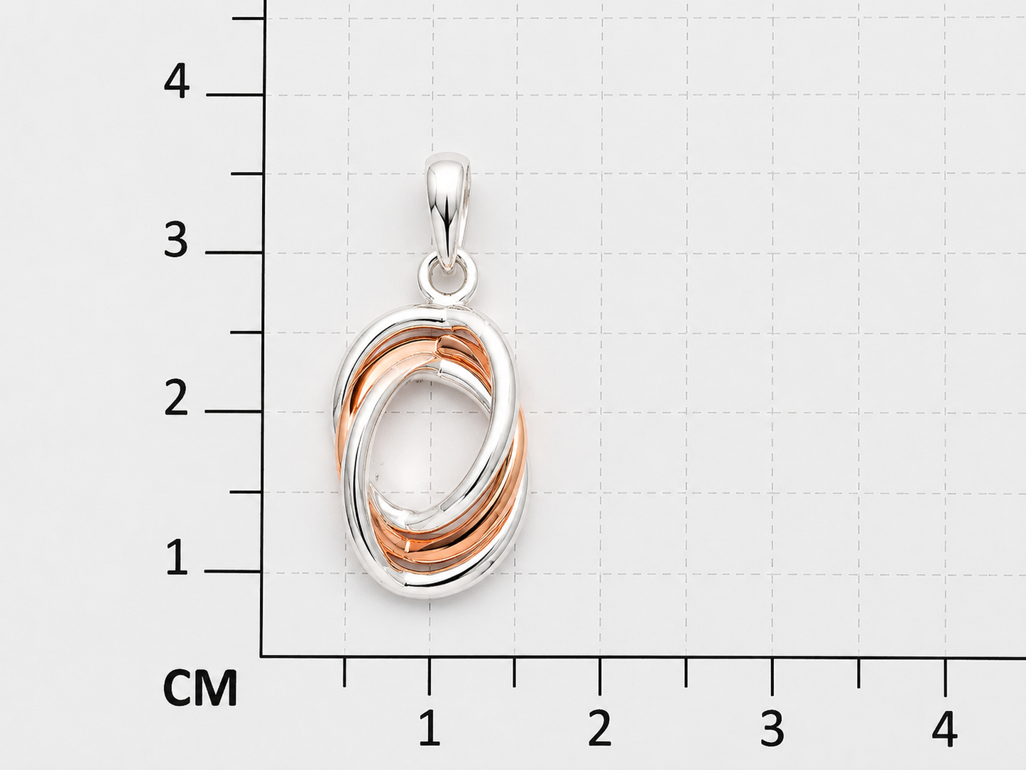 Sterling Silver Smooth Oval Interlaced Triple Wire Pendant