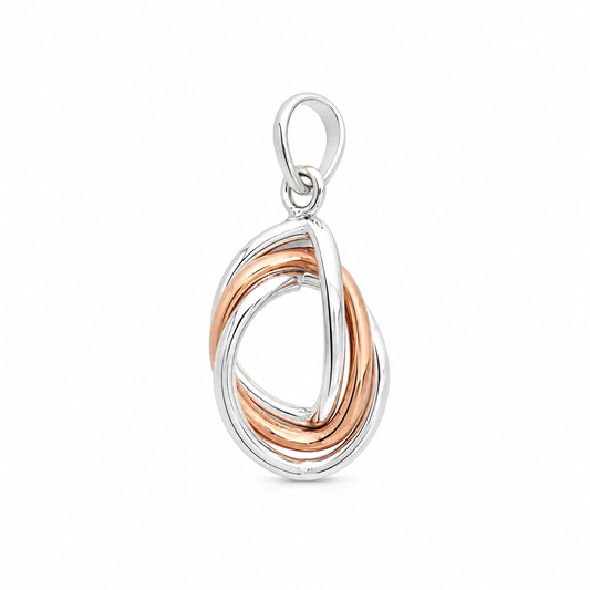 Sterling Silver Smooth Oval Interlaced Triple Wire Pendant