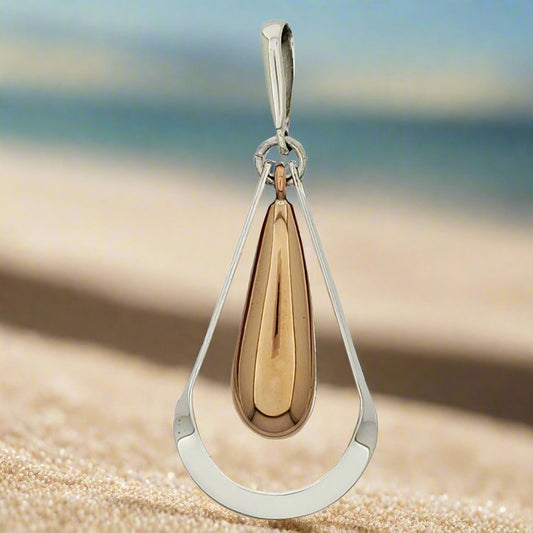 Sterling Silver Large Silhouette Drop Pendant with Copper Accent