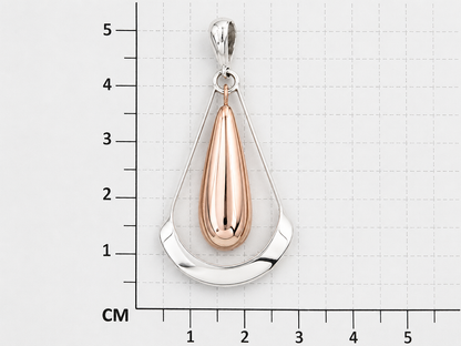 Sterling Silver Large Silhouette Drop Pendant with Copper Accent