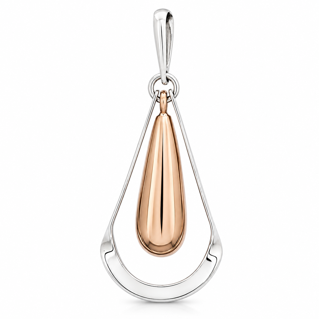 Sterling Silver Large Silhouette Drop Pendant with Copper Accent