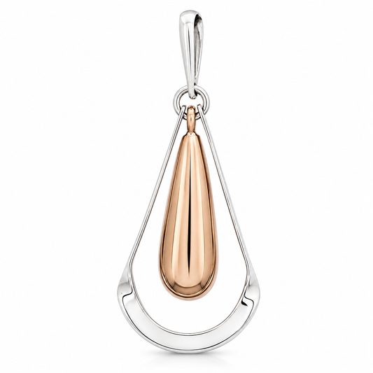 Sterling Silver Large Silhouette Drop Pendant with Copper Accent