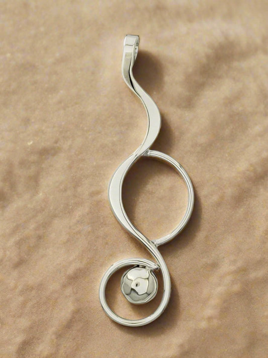 Sterling Silver Spiral Slope Pendant with Half Hammered Bushing