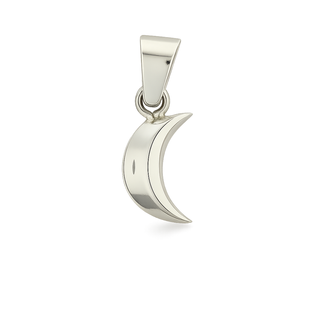 Sterling Silver Smooth Pumped Moon Mini Pendant