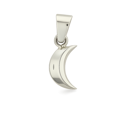 Sterling Silver Smooth Pumped Moon Mini Pendant