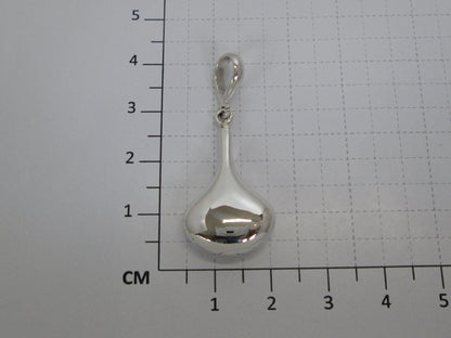 Glossy Crushed Pear Sterling Silver Pendant with Band