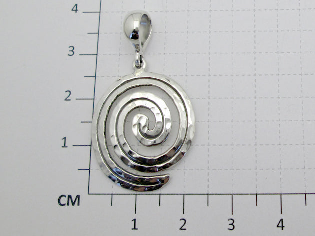 Hammered Spiral Oval Sterling Silver Pendant