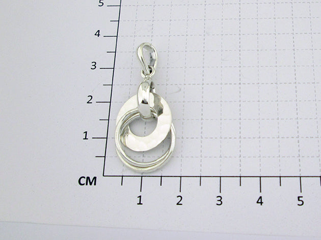 Sterling Silver Mart Round Pendant with Two Wire Hoops