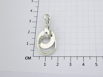 Sterling Silver Mart Round Pendant with Two Wire Hoops