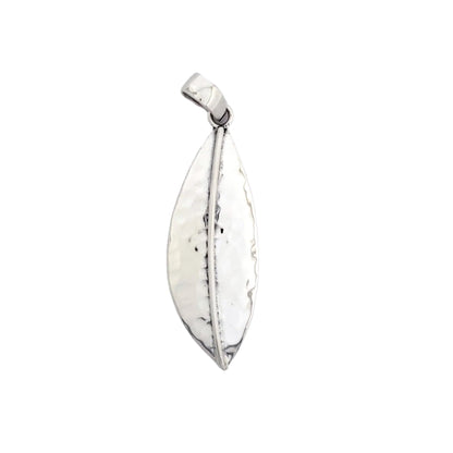 Sterling Silver Large Folded Hammered Leaf Pendant