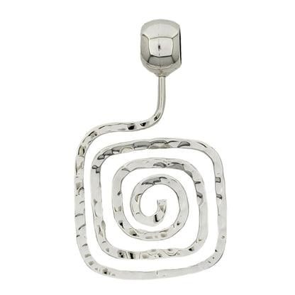 Sterling Silver Square Slope Hammered Labyrinth Pendant