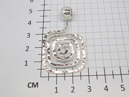 Sterling Silver Square Slope Hammered Labyrinth Pendant