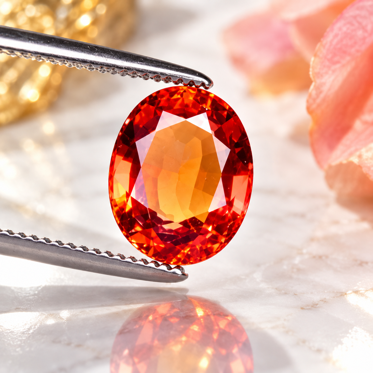 Padparadscha 8x6 mm Oval shape 5pcs 7.39 carats Lab Grown