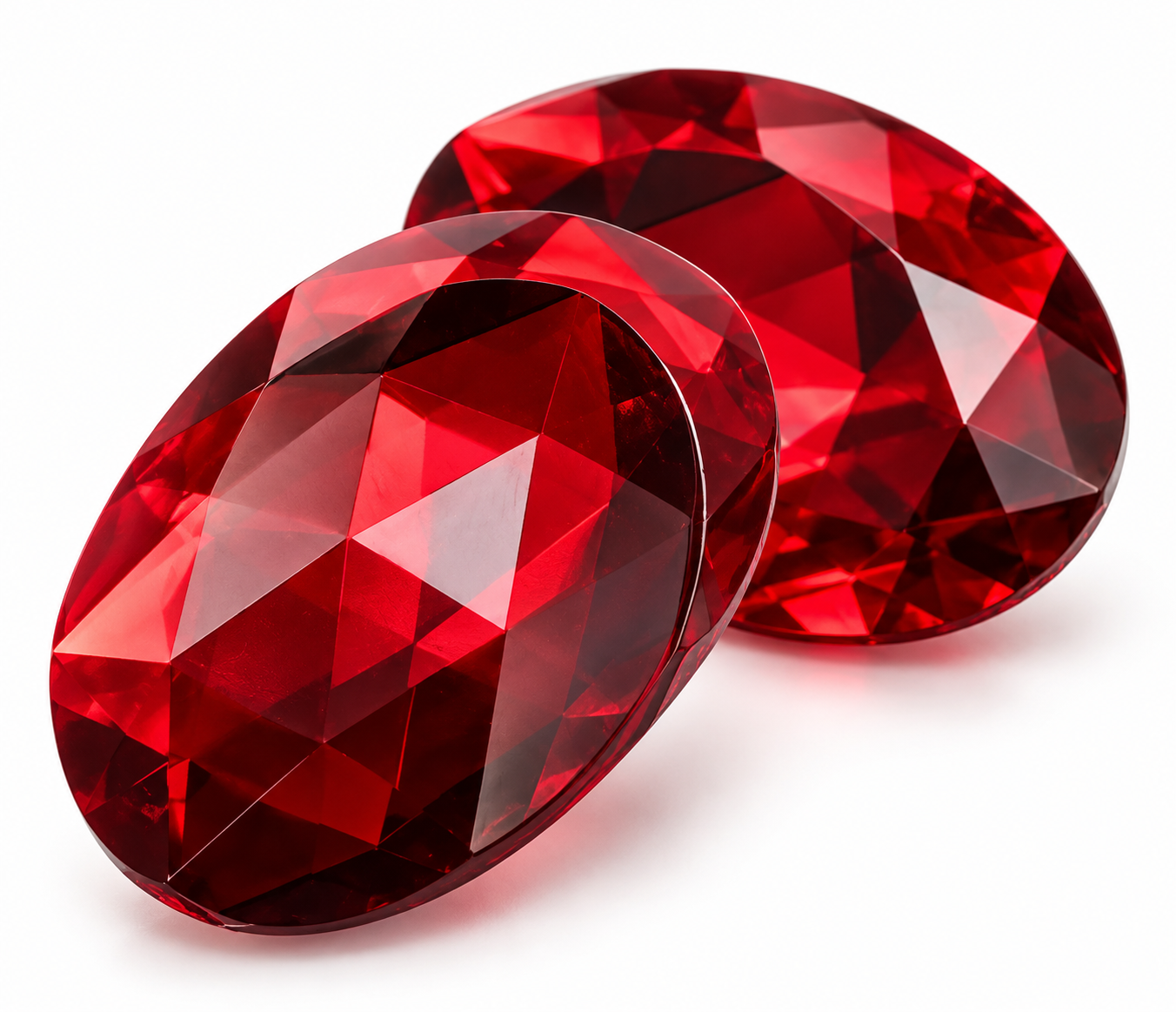 Ruby 12x10 mm Oval Checkerboard Cut 3 pcs 18.95 ct Lab Grown