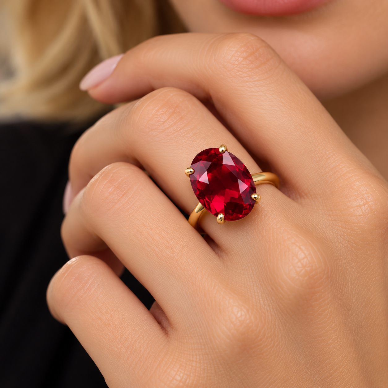Ruby 12x10 mm Oval Checkerboard Cut 3 pcs 18.95 ct Lab Grown