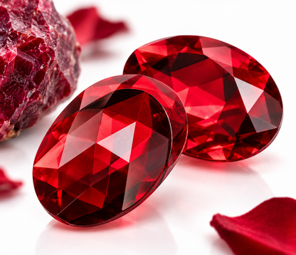 Ruby 12x10 mm Oval Checkerboard Cut 3 pcs 18.95 ct Lab Grown