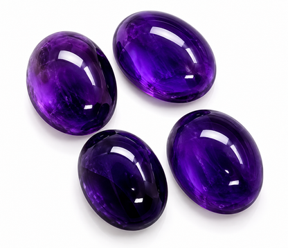 Amethyst Cabochon 8x6 mm Oval 4 pcs 4.65 Ct Natural Semi Precious