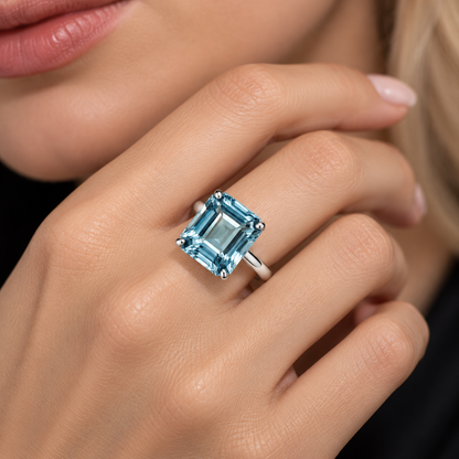 AQUAMRINE Emerald Cut 13.6 x 10 mm 1 pc 10.78 Ct Natural Semi Precious Stone