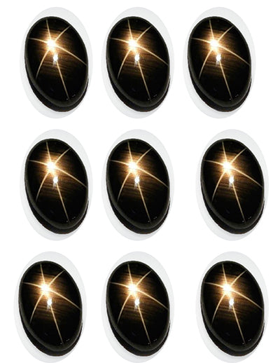 Black Star Sapphire 10x12 mm Oval Cabochon 9 pcs 59.73 carats