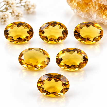 Citrine 14x10  mm Oval shape 4pcs 20 carat Semi Precious