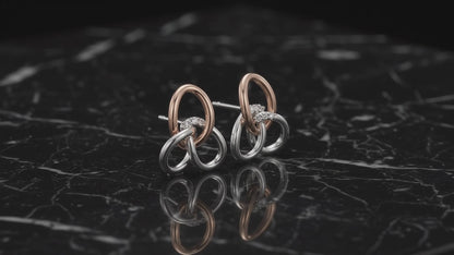Sterling Silver Boy Rehilete Earrings with Copper