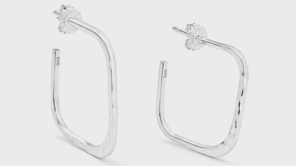 Sterling Silver Hammered Girl Square Earrings
