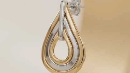 Sterling Silver and Tumbaga Triple Drop Earrings with Rings