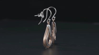 Sterling Silver and Copper Triple Drop Earrings with Rings