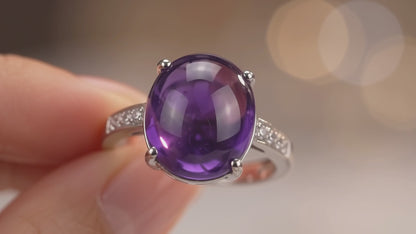 Amethyst Cabochon 8x6 mm Oval 4 pcs 4.65 Ct Natural Semi Precious