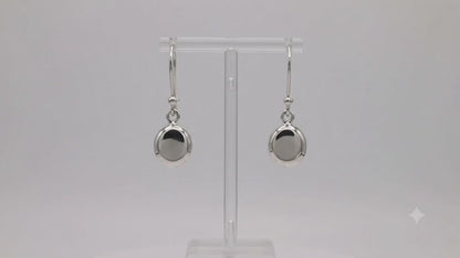 Sterling Silver Medium Gloss Flat Oval Earrings with Ring