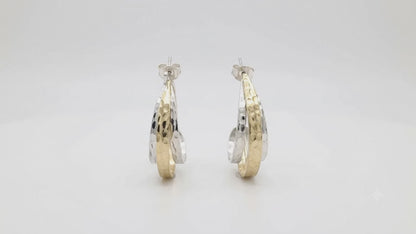 Sterling Silver and Tumbaga Three Hammered Bar Drop Earrings
