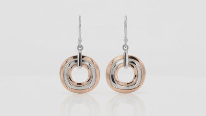 Sterling Silver and Copper Wavy Hoops Decreasing Smooth Earrings