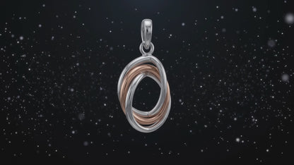Sterling Silver Smooth Oval Interlaced Triple Wire Pendant