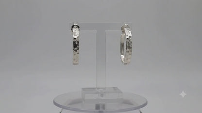 Sterling Silver Square Hammered Earrings