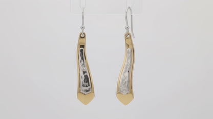 Sterling Silver and Tumbaga Tie Earrings with Silver Ring Design