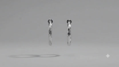 Sterling Silver Large Round Hammered Tube Earrings