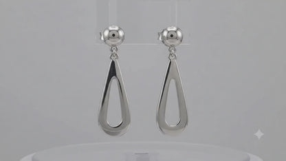 Sterling Silver Flat and Half Cap Opening Drop Earrings with Post