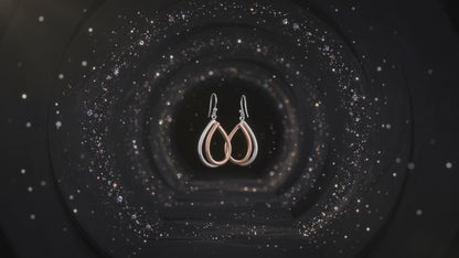 Sterling Silver and Copper Chic Large Double Drop Earrings with Perforation