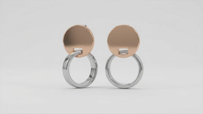 Sterling Silver Cross and Copper Disc Earrings
