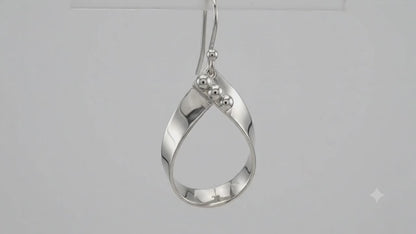 Sterling Silver Cross Drop Earrings with Three Gloss Caps