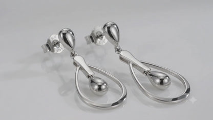 Sterling Silver Mart/Silhouette Drop Earrings with Smooth Tongue and Drop
