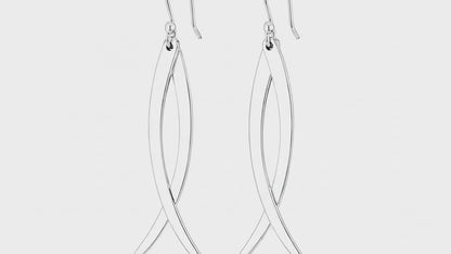 Sterling Silver Two Glossy Flat Fangs Earrings with Ring