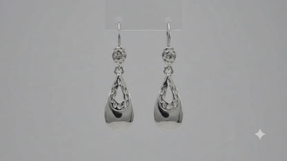 Sterling Silver Mini Smooth Drop Earrings with Hammered Drop