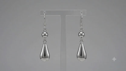 Sterling Silver Smooth Perita Earrings with Ball and Hoop