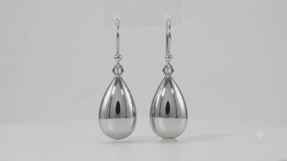 Sterling Silver Smooth Crushed Drop Earrings with Ring