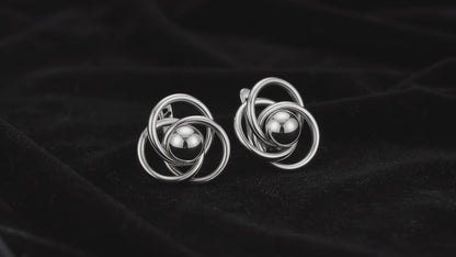 Sterling Silver Interlaced Hoop Earrings with Center Cap
